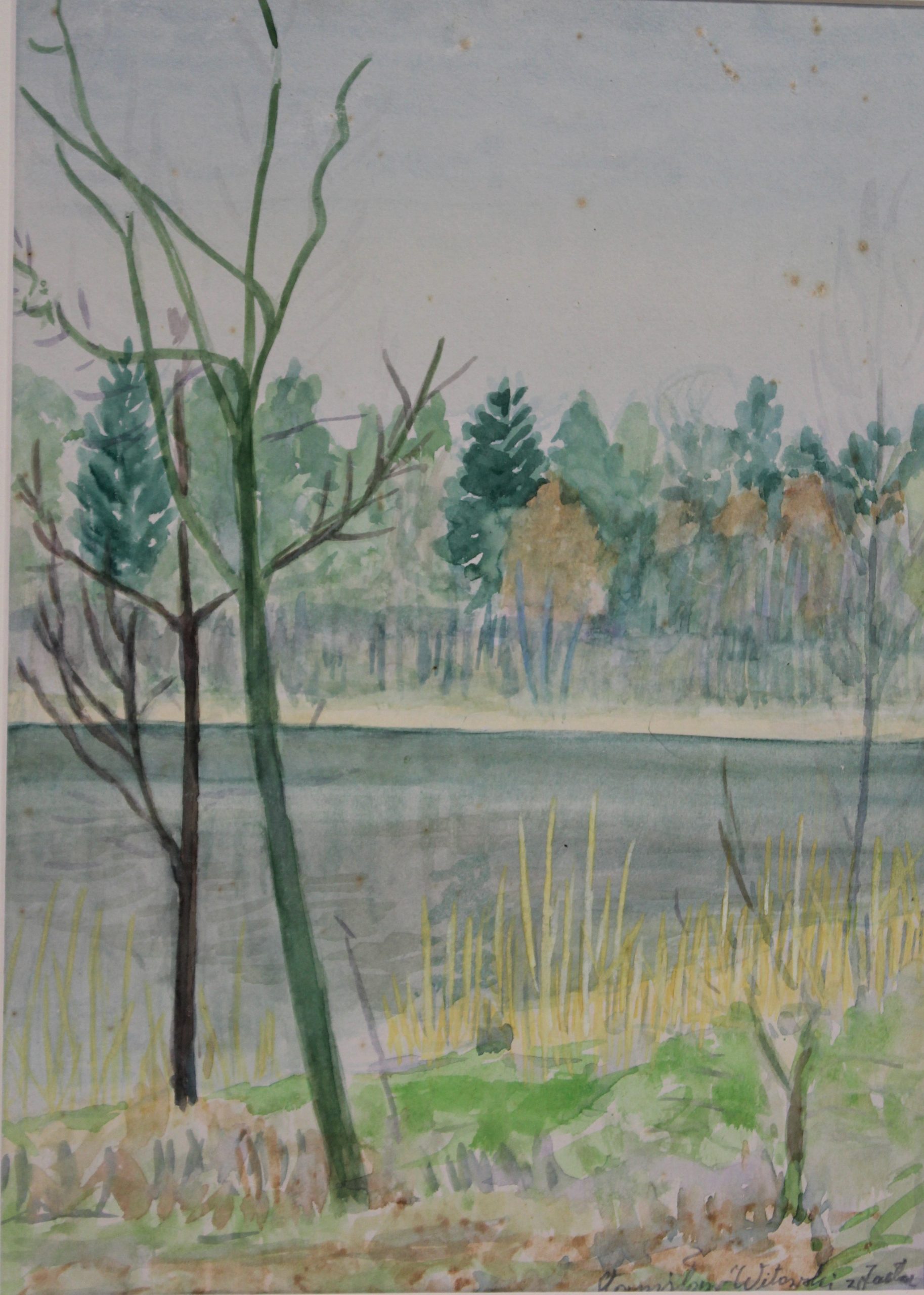 4541 a-h, stanisław witowski z jasła, nad jeziorem głębokim w szczecinie, 1956, akwarele, 35 x 24,5 cm