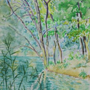 4542 a-h, stanisław witowski z jasła, jezioro szmaragdowe, 1963, akwarele, 35 x 24,5 cm