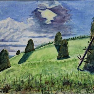 4543 a-h, stanisław witowski z jasła, sianokosy, 1933, akwarele, 19,5 x 25 cm