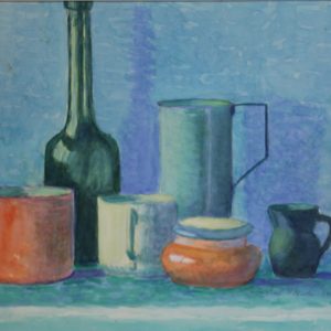 4548 a-h, stanisław witowski z jasła, w żółtym świetle, Ćwiczenie kolorystyczne, 1944, akwarele, 30 x 36,5 cm