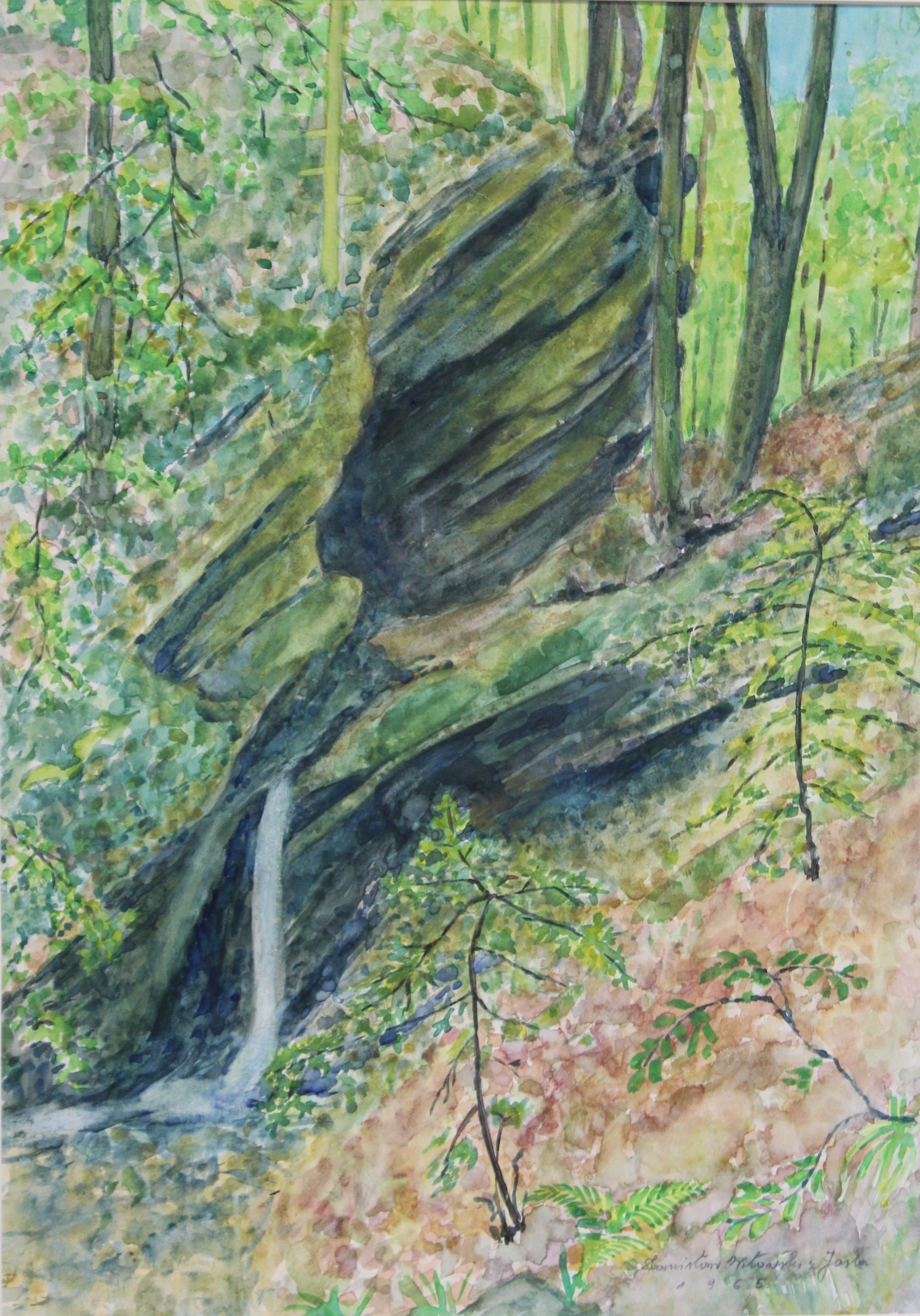4551 a-h, stanisław witowski z jasła, skały na podzamczu, ruiny zamku golesz, 1965, akwarele, 50 x 35 cm