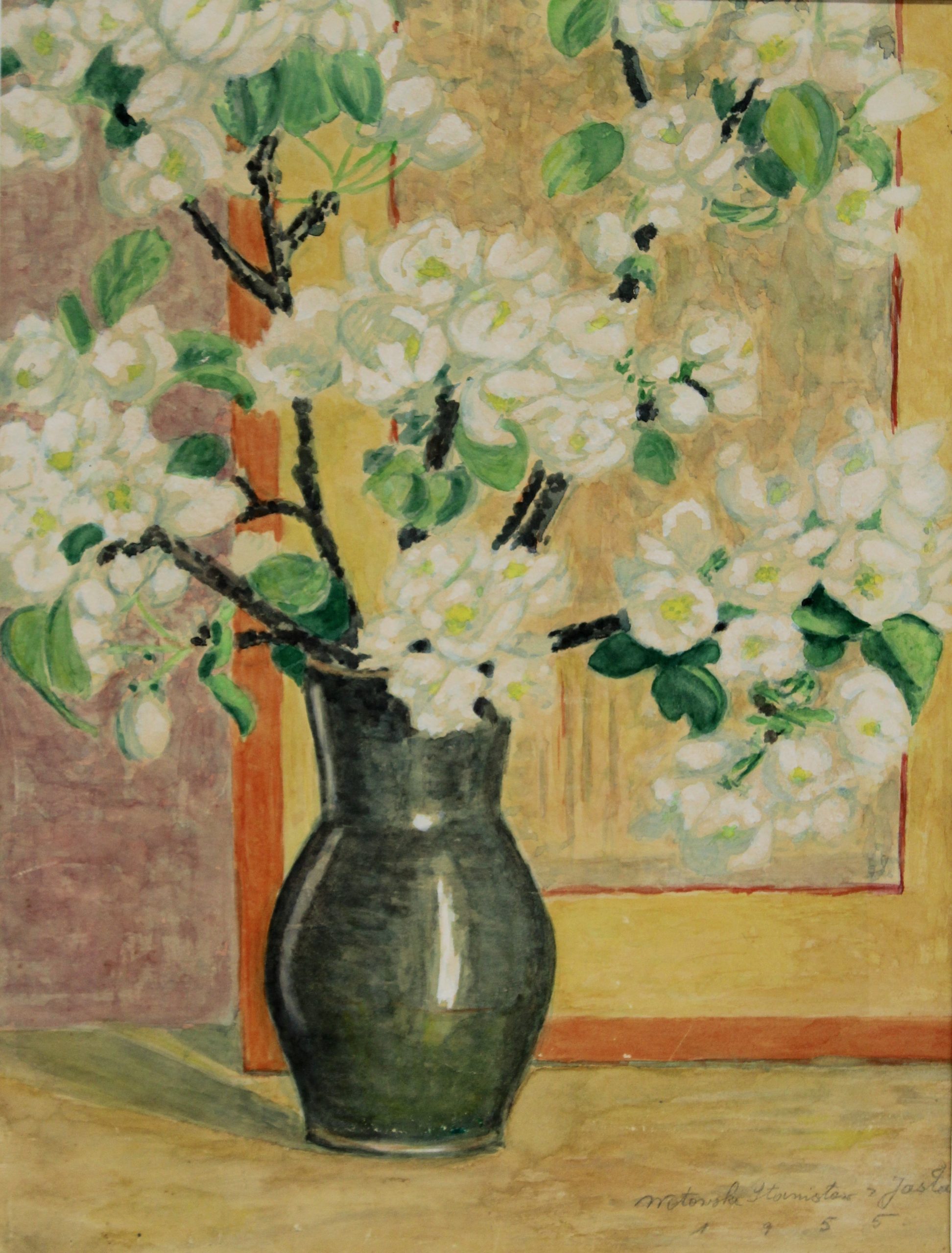 4555 a-h, stanisław witowski z jasła, kwiat jabłoni, akwarele, 43,5 x 32,5 cm