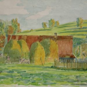 4559 a-h, stanisław witowski z jasła, przy zachodzie słońca, 1969, akwarele, 35 x 49,5 cm