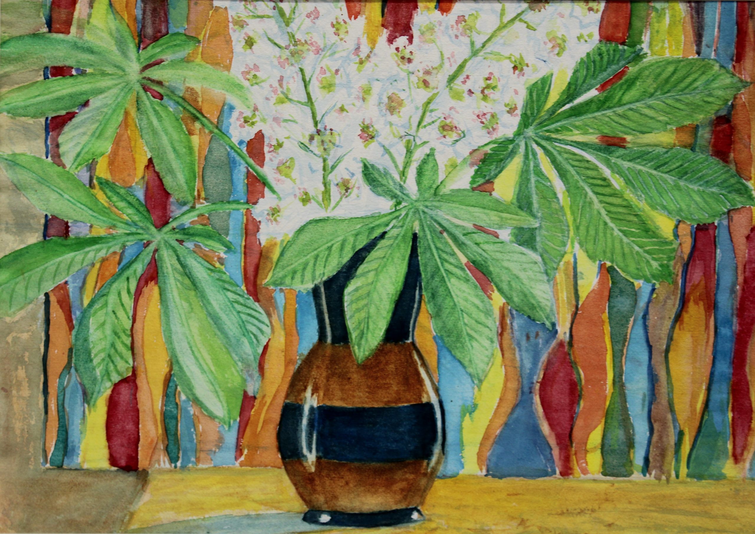 4560 a-h, stanisław witowski z jasła, kwitnące kasztany, 1978, akwarele, 40 x 49 cm