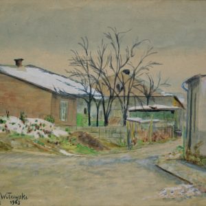 4562 a-h, stanisław witowski z jasła, zaułek, domki ul. zielona w jaśle, 1965, akwarele, 30 x 40 cm