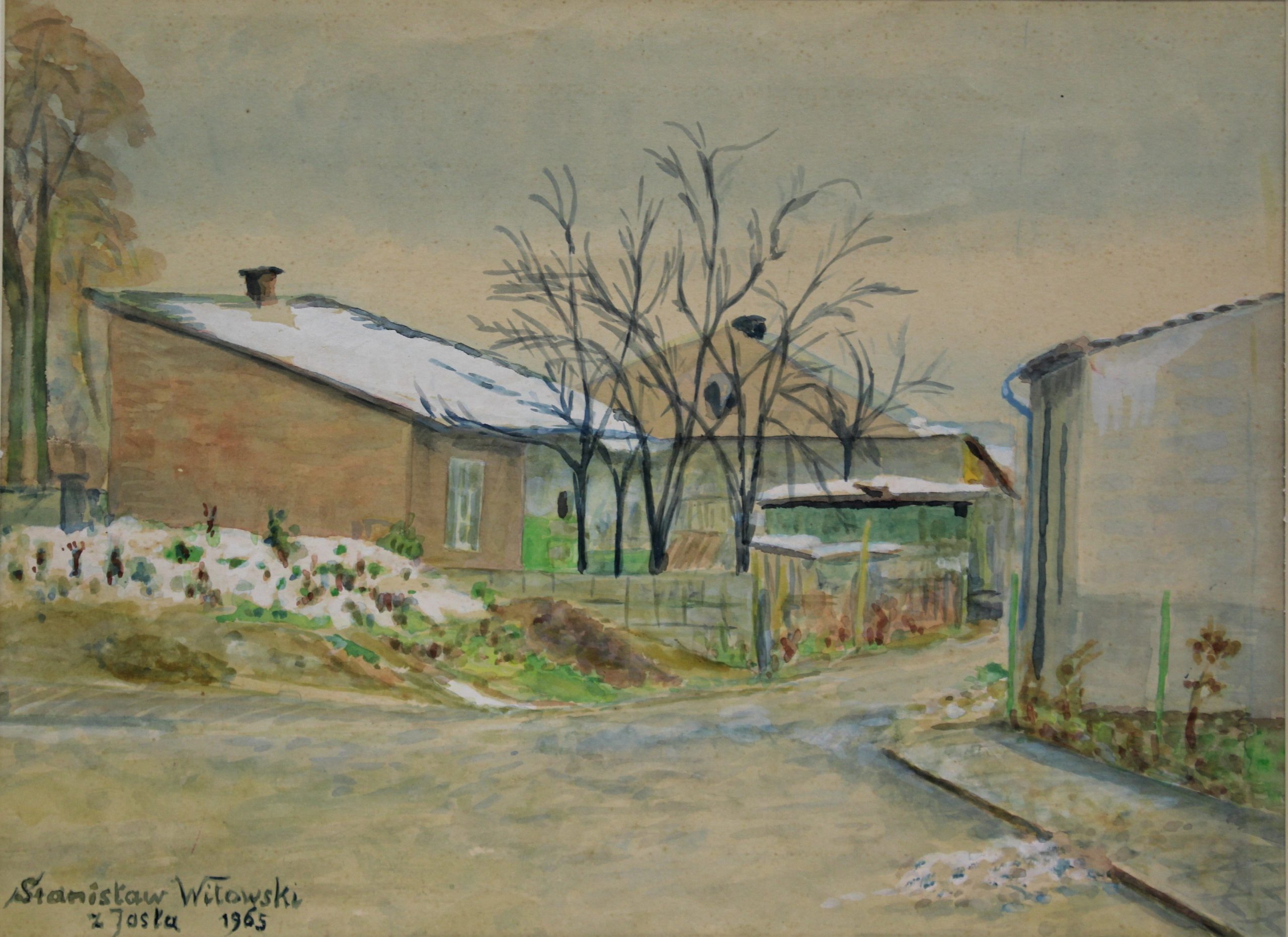 4562 a-h, stanisław witowski z jasła, zaułek, domki ul. zielona w jaśle, 1965, akwarele, 30 x 40 cm