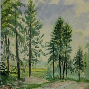 4568 a-h, stanisław witowski z jasła, droga z lasu, 1955, akwarele, 40 x 33,5 cm
