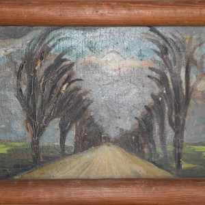 6181 a-h, jerzy adam brandhuber, aleja, olej na dykcie, 15,5 x 22 cm