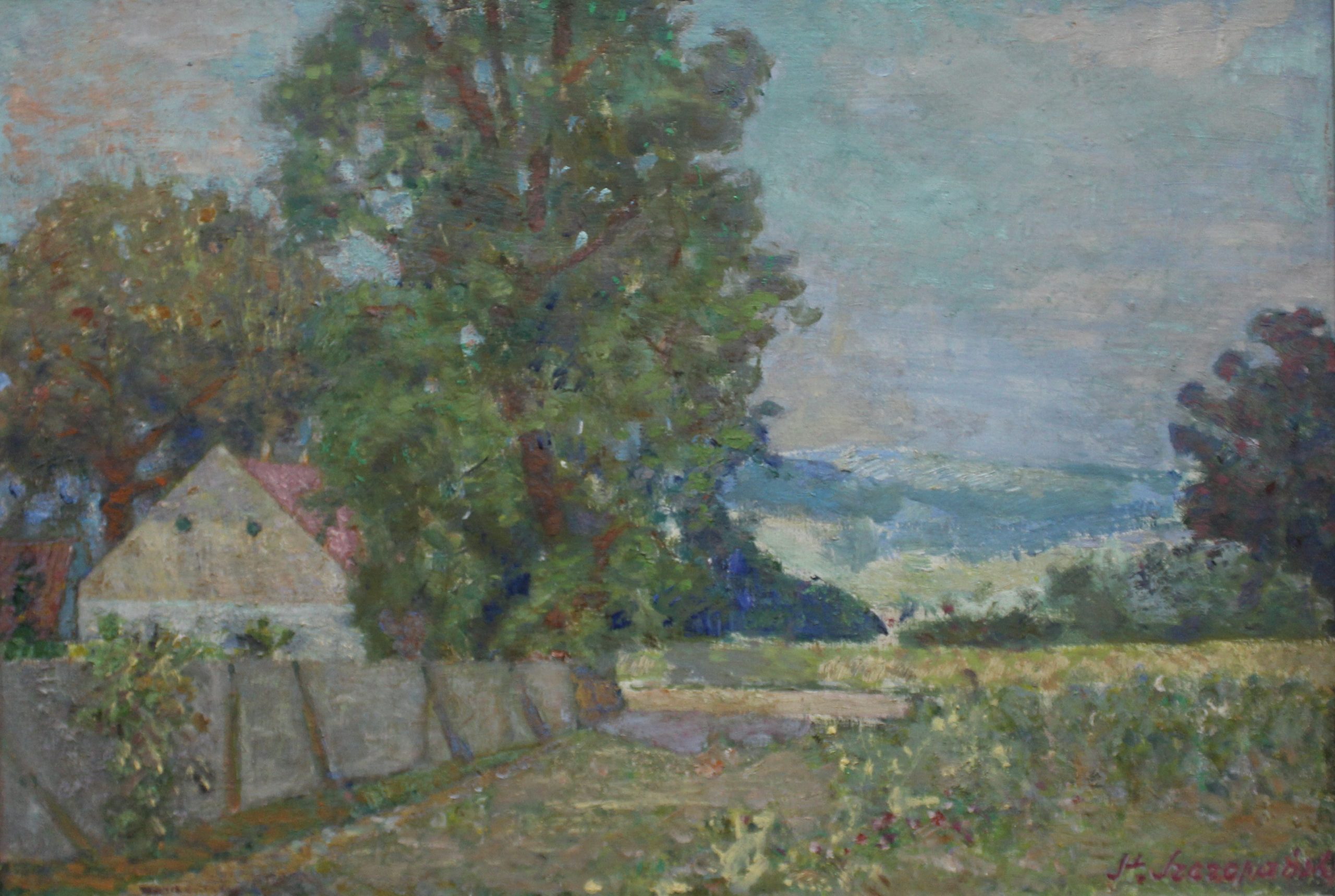 636 a-h, stanisław szczepański, pejzaż z jawornika, olej na płótnie, 38x55 cm