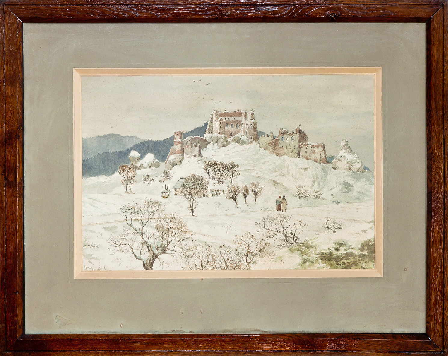 846 a-h, seweryn bieszczad, zamek w odrzykoniu, akwarela, 78x62 cm