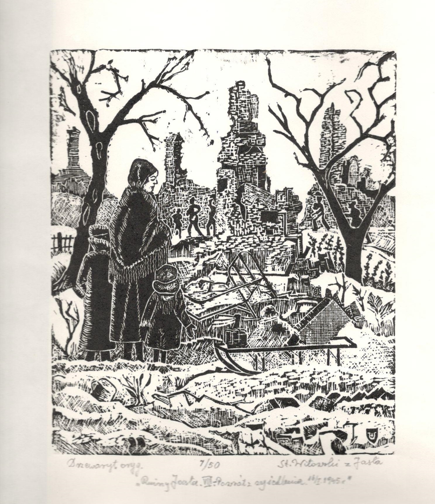 889 a-h, stanisław witowski z jasła, powrót z wysiedlenia, drzeworyt
