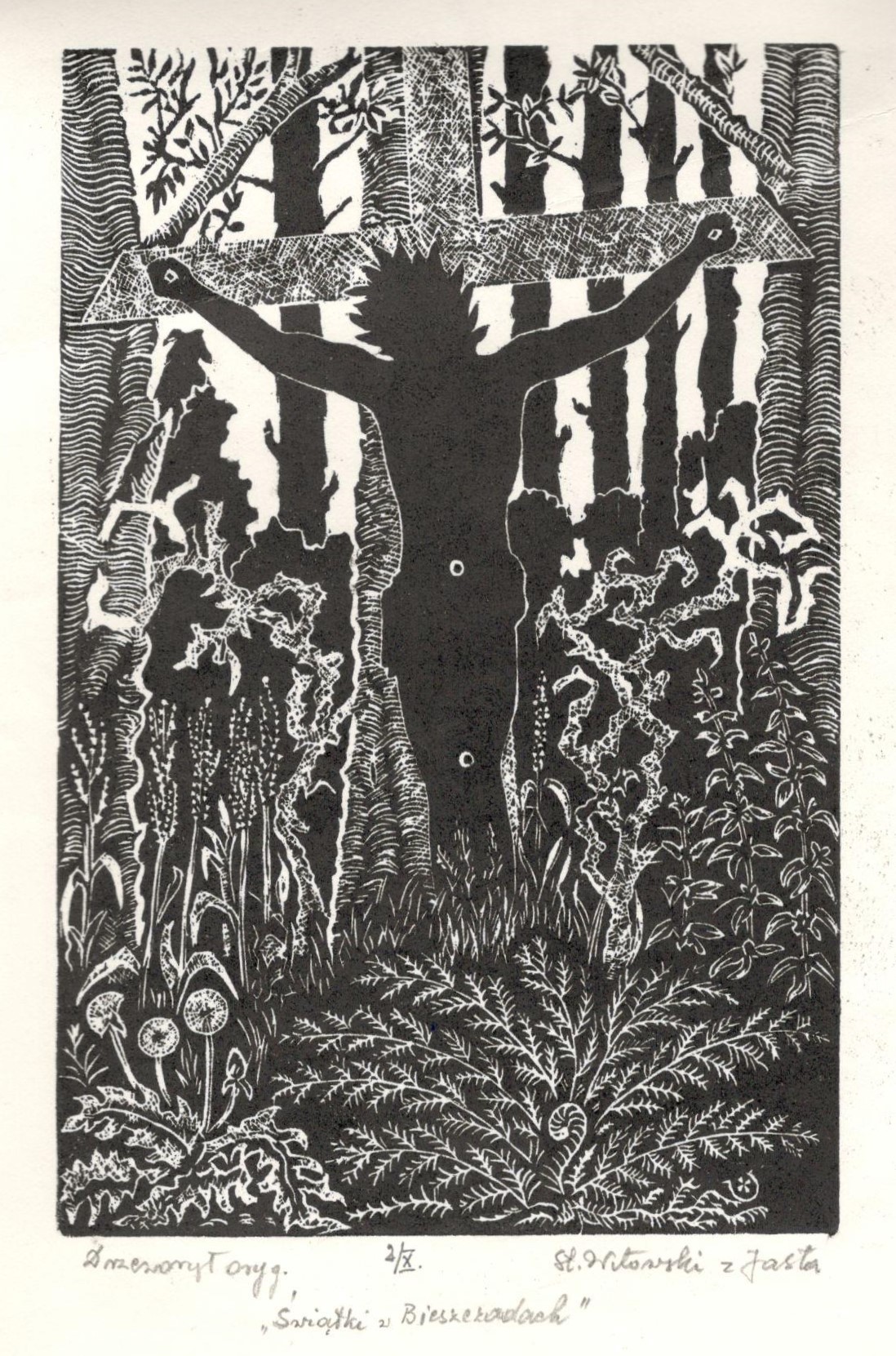 892 a-h, stanisław witowski z jasła, Świątki w bieszczadach, drzeworyt