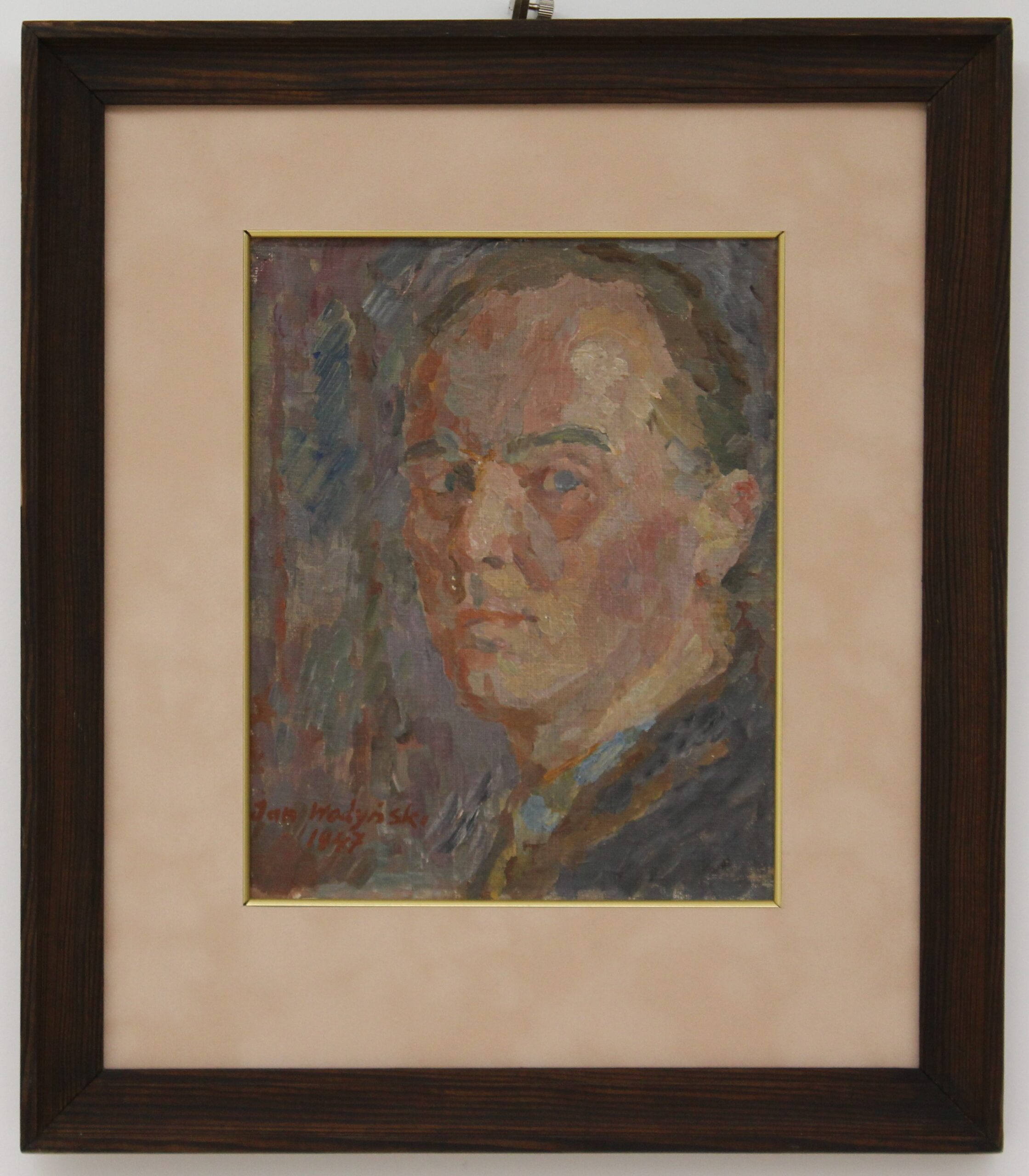 5512 a-h, jan wodyński, autoportret, 1947, olej na płótnie, 24 x 19,5 cm
